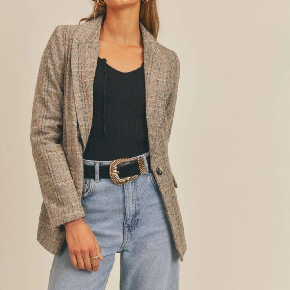 League Of Her Own Herringbone Blazer by Sage the Label